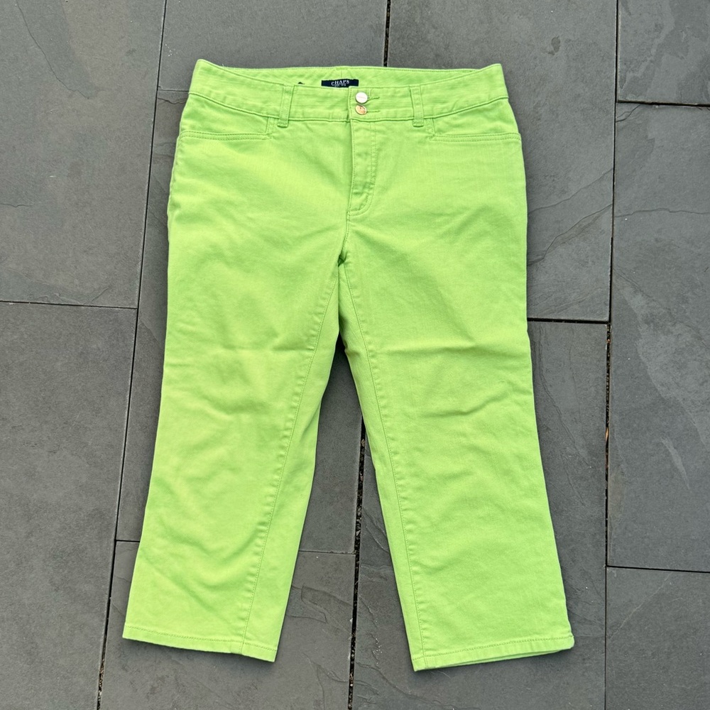 Chaps Lime Green Denim‎ Capris Sz 8